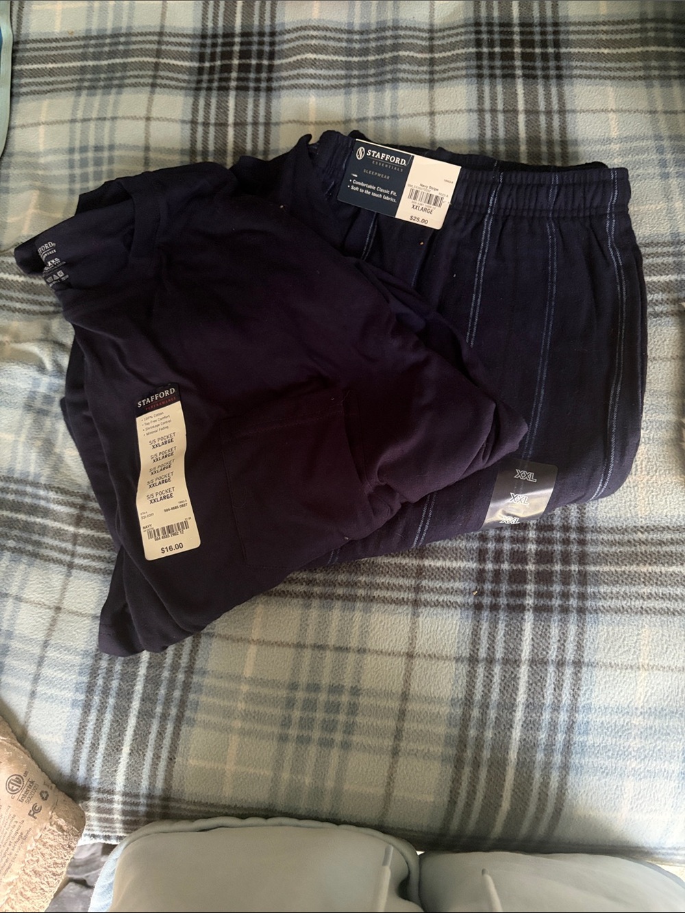 Stafford Dark Navy Two-Piece Pajama Set